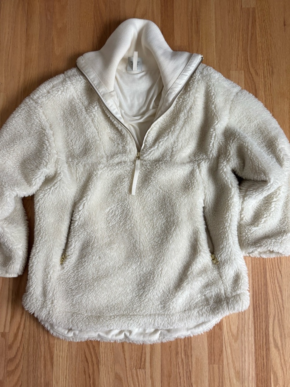 Varley Cream Sherpa Half-Zip Turtleneck Pullover